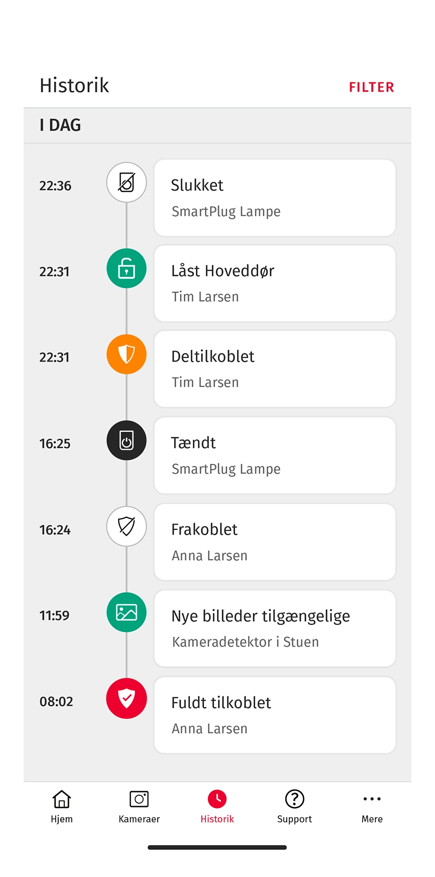 Verisure app historik