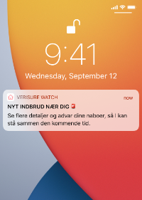 Verisure Watch besked om indbrud